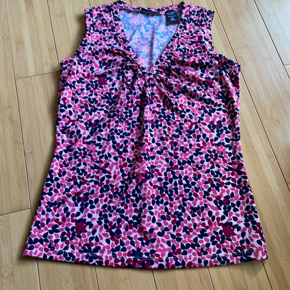 New York & Company sleeveless shell stretch pink navy, LN business casual
